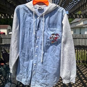 Vintage 90’s Jerry Leigh Disney Mickey/Minnie Rollerblade Denim Button-Up
